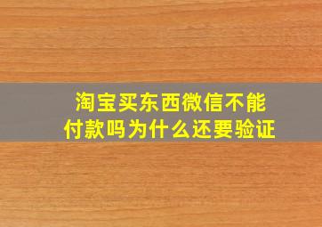 淘宝买东西微信不能付款吗为什么还要验证