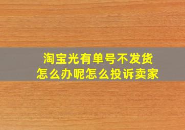 淘宝光有单号不发货怎么办呢怎么投诉卖家