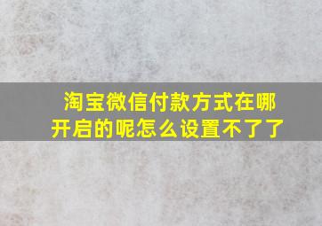 淘宝微信付款方式在哪开启的呢怎么设置不了了