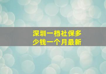 深圳一档社保多少钱一个月最新