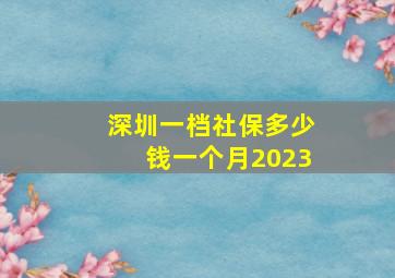 深圳一档社保多少钱一个月2023