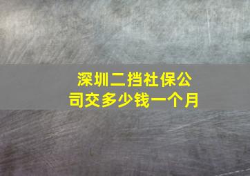 深圳二挡社保公司交多少钱一个月