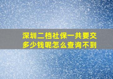 深圳二档社保一共要交多少钱呢怎么查询不到