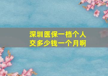 深圳医保一档个人交多少钱一个月啊