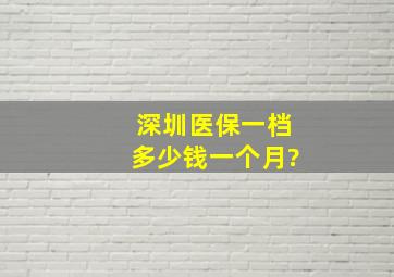 深圳医保一档多少钱一个月?