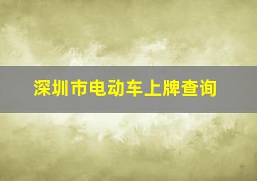 深圳市电动车上牌查询