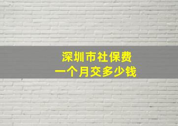 深圳市社保费一个月交多少钱