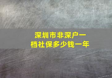 深圳市非深户一档社保多少钱一年