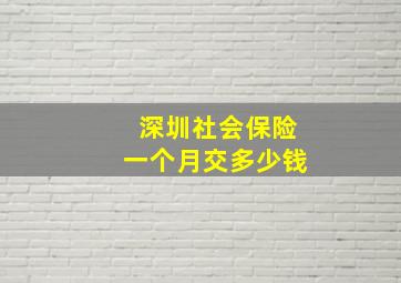 深圳社会保险一个月交多少钱