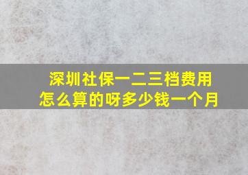 深圳社保一二三档费用怎么算的呀多少钱一个月