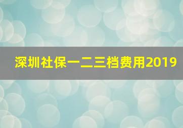 深圳社保一二三档费用2019