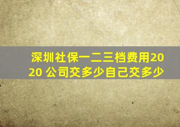 深圳社保一二三档费用2020 公司交多少自己交多少