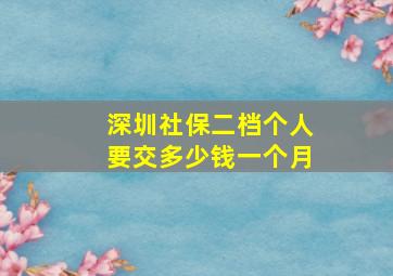 深圳社保二档个人要交多少钱一个月