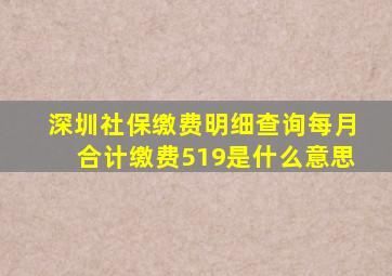 深圳社保缴费明细查询每月合计缴费519是什么意思