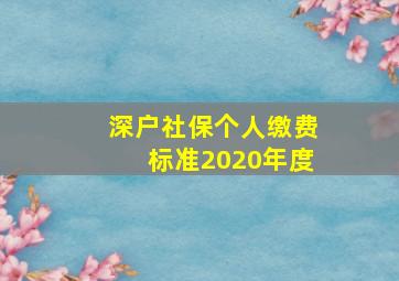 深户社保个人缴费标准2020年度