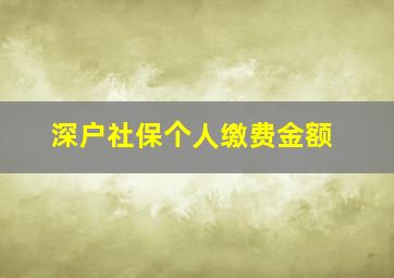 深户社保个人缴费金额