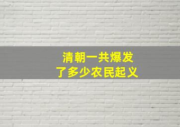 清朝一共爆发了多少农民起义