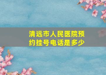 清远市人民医院预约挂号电话是多少