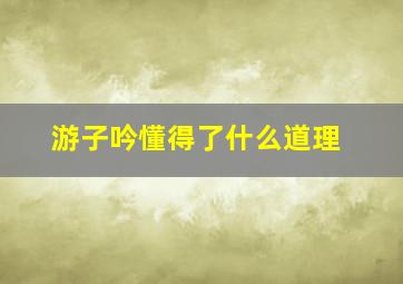 游子吟懂得了什么道理