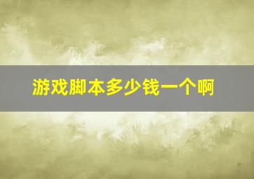 游戏脚本多少钱一个啊