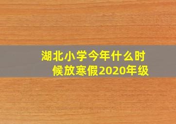 湖北小学今年什么时候放寒假2020年级