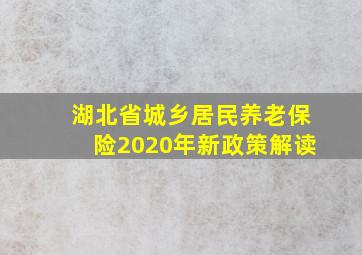 湖北省城乡居民养老保险2020年新政策解读