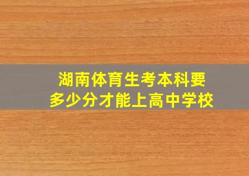 湖南体育生考本科要多少分才能上高中学校