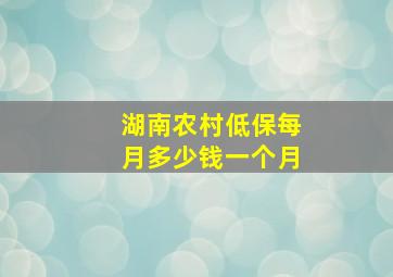 湖南农村低保每月多少钱一个月