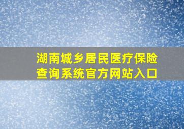 湖南城乡居民医疗保险查询系统官方网站入口