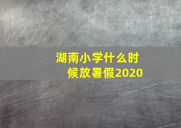 湖南小学什么时候放暑假2020