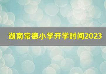 湖南常德小学开学时间2023