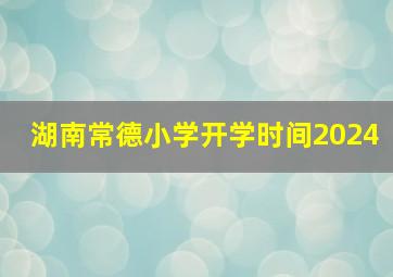 湖南常德小学开学时间2024