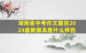 湖南省中考作文题目2024最新版本是什么样的