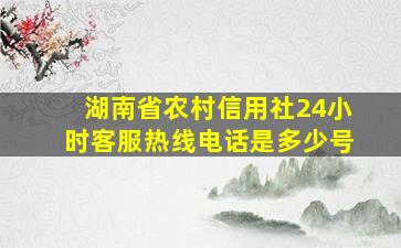 湖南省农村信用社24小时客服热线电话是多少号