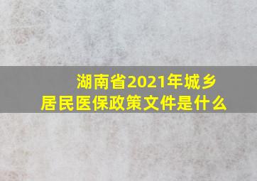 湖南省2021年城乡居民医保政策文件是什么