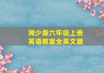 湘少版六年级上册英语教案全英文版