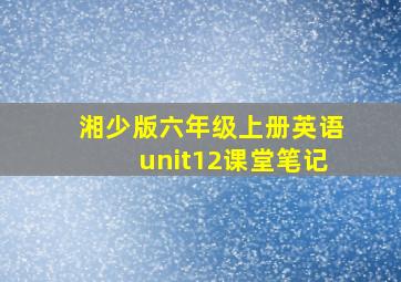 湘少版六年级上册英语unit12课堂笔记