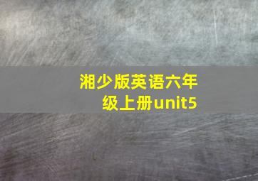 湘少版英语六年级上册unit5