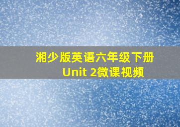 湘少版英语六年级下册Unit 2微课视频