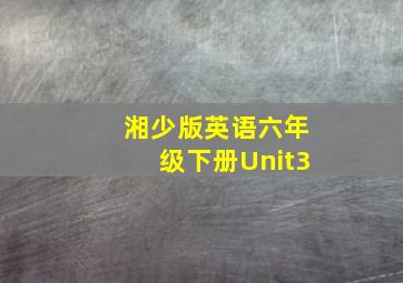 湘少版英语六年级下册Unit3