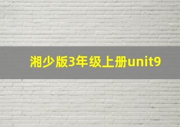 湘少版3年级上册unit9