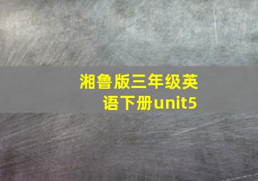 湘鲁版三年级英语下册unit5