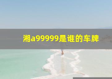 湘a99999是谁的车牌