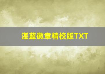 湛蓝徽章精校版TXT