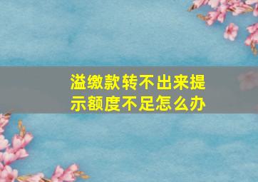 溢缴款转不出来提示额度不足怎么办