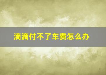 滴滴付不了车费怎么办