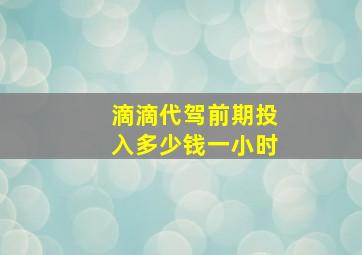 滴滴代驾前期投入多少钱一小时