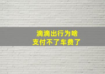 滴滴出行为啥支付不了车费了