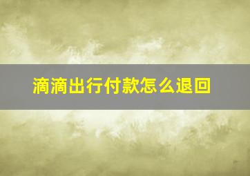 滴滴出行付款怎么退回