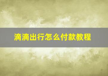 滴滴出行怎么付款教程